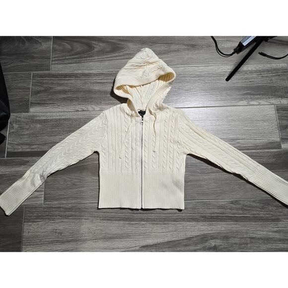Forever 21 Cream Sweater Jacket Women Size Medium - Picture 1 of 8